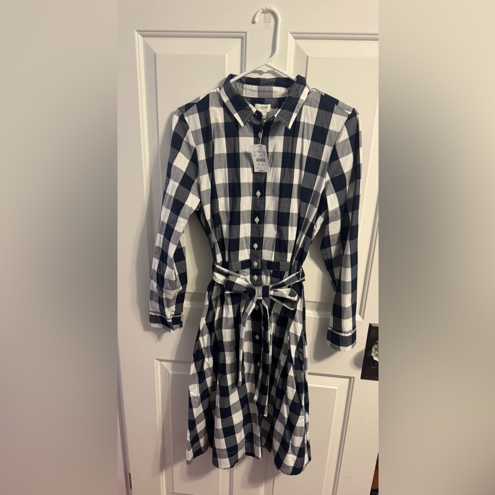 J. Crew Navy blue and White Checkered Dress